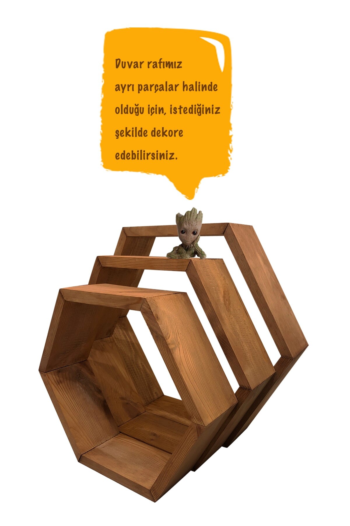 Wooden Shelves 3 Pcs Handmade Decorative Nordic Wall Rack Natural Rustic Wood Storage Box Organizer Home Office Household Item