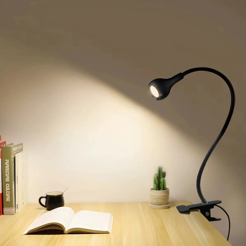 Flexibele tafellamp met usb-voeding, leeslamp met houder en clip, studeerlamp, nachtlampje voor op het nachtkastje, slaapkamerdecoratie, nachtlampje