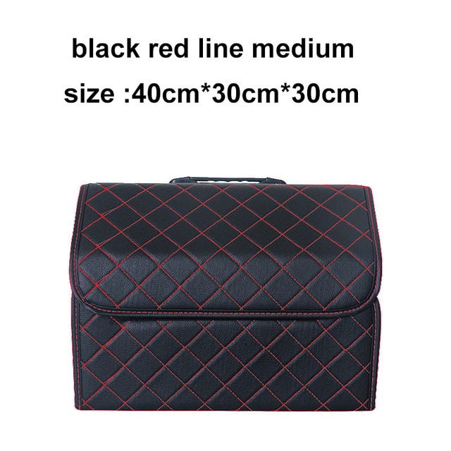 Multipurpose Collapsible Car Trunk Storage Organizer back red line: black red-M