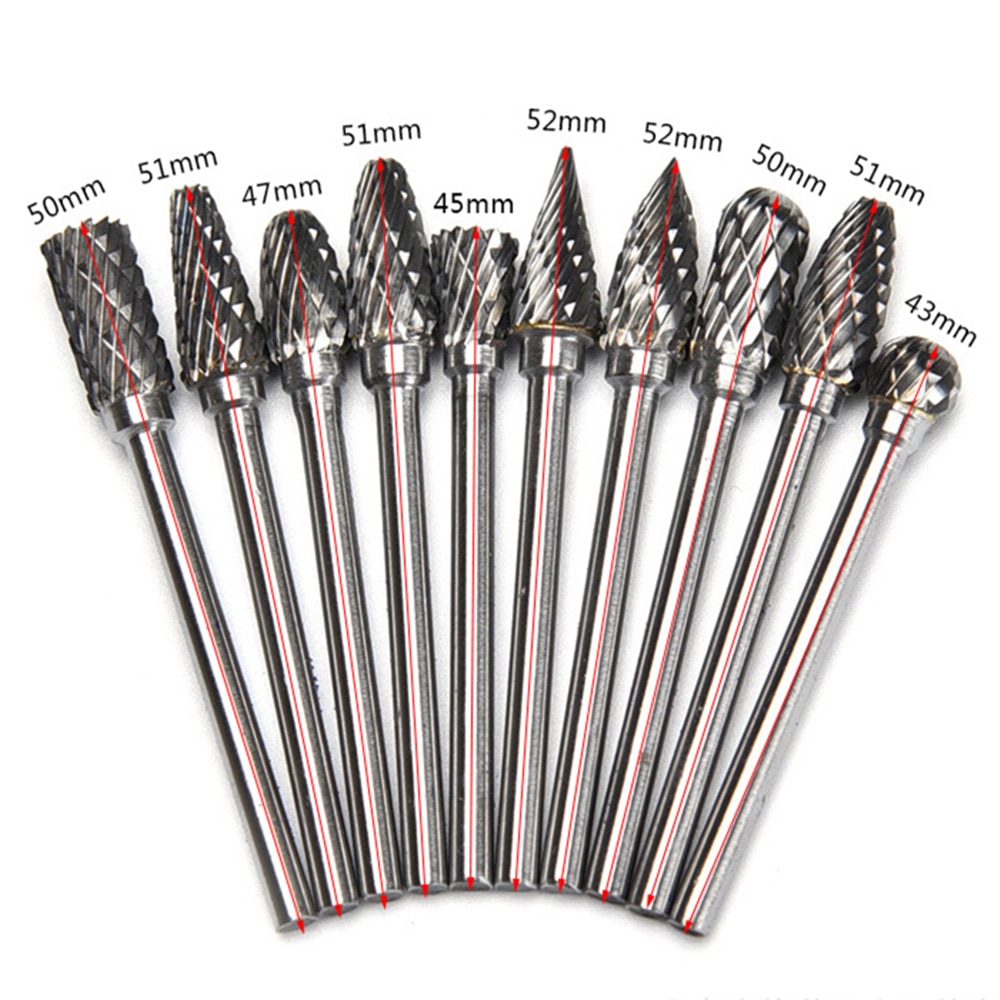 Milling Cutter Rotary Burr Tungsten Carbide Cutter Set Drill Bit CNC Engraving Abrasive Tools for Metalworking Milling Polishing