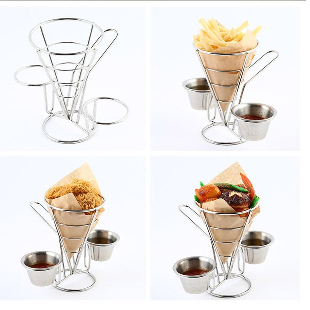 Hållare för spånställ i rostfritt stål pommes fritesställ konkorghållare för restaurangkorg snacksfästen