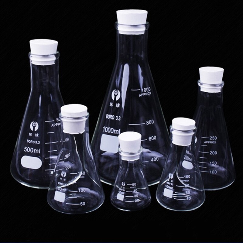 1 PC Lab Erlenmeyer Borosilicaatglas Hoge Slip Stirrer Kolf Smalle Hals Coincal Driehoekige Kolf Thicken 50 ML To1000ML