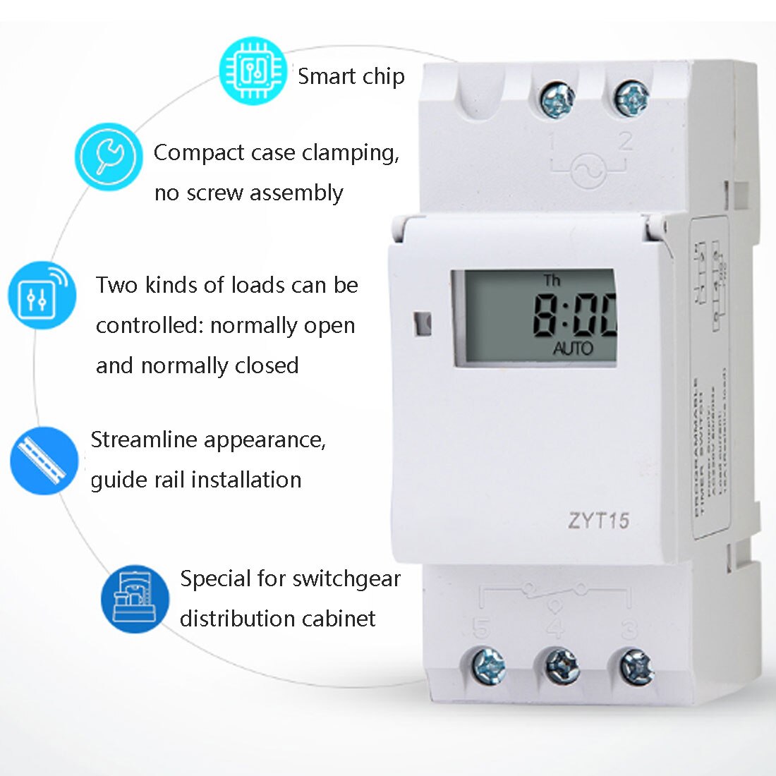Programmable Digital Timer Switch Relay Control AC 220V / 110V DC 12V 16A Electronic Weekly Home Timing Rail Mount
