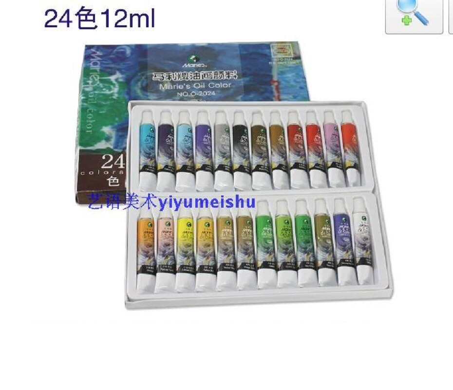 Maries Oil Paint 24 Colors 12ml Oil Painting Set Paint for painting Student Supplies Art Supplies