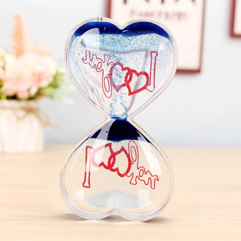 Valentine's Day Double Hourglass Liquid Timer Visual Timer Oil Liquid Motion Hourglass Floating Desk Heart Decoration Acrylic