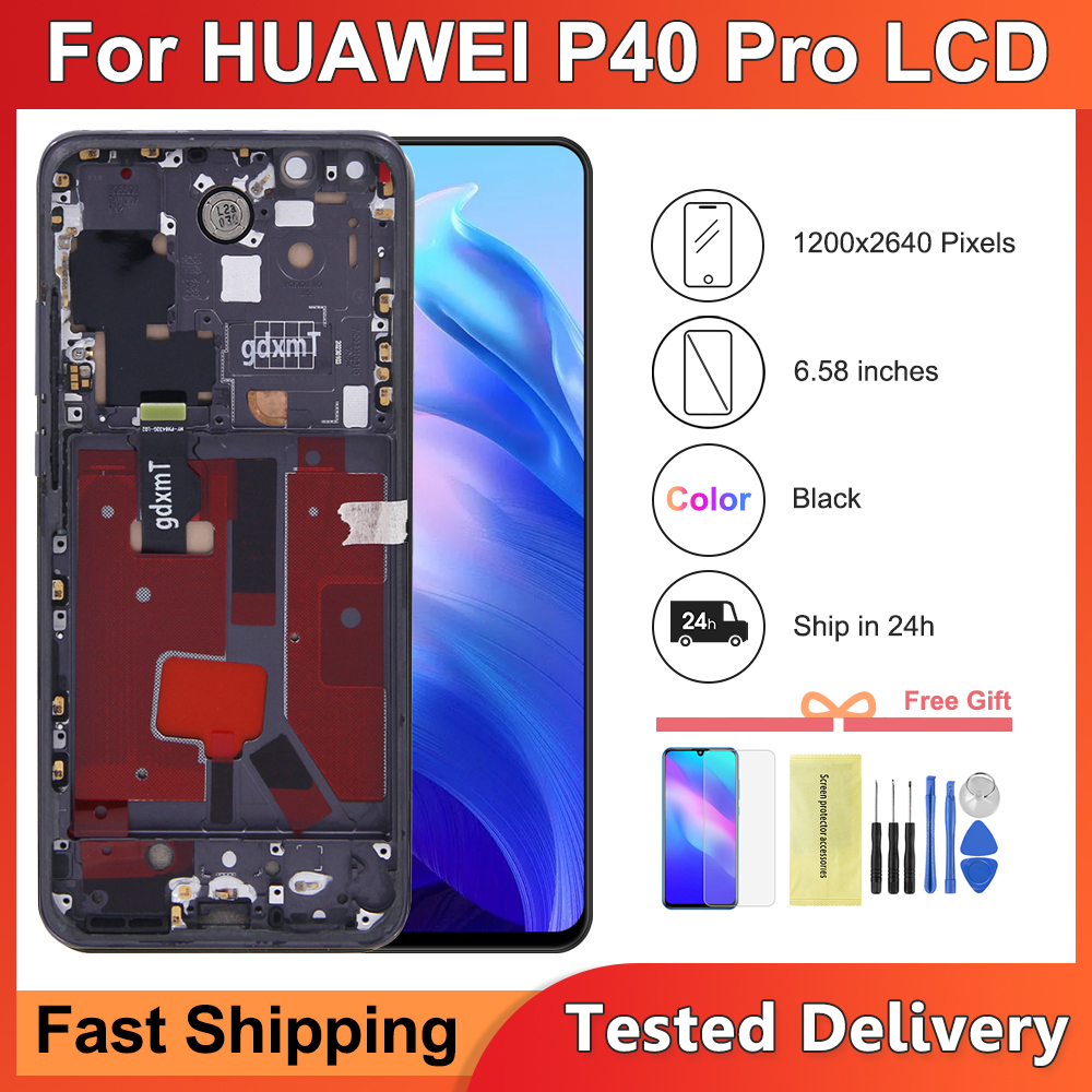 100%  ecrane testate pentru huawei  p40 pro, ecran lcd tactil pentru huawei  p40 pro els -nx9,  els -n04,  els -an00 , ecran cu ramă