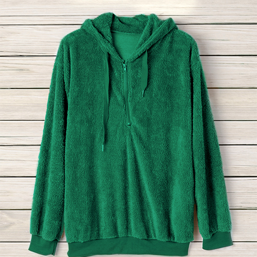 PatPat Reine Farbe Woll Hoodie Herbst Beiläufige Frau Kleidung oben Mantel Jacke Freizeit und Komfort: Grün / XL