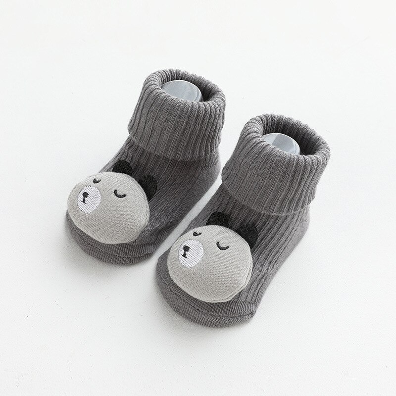 Herfst Winter Zachte Katoenen Baby Meisjes Sokken Pasgeboren Cartoon Baby Sokken Baby Baby Boy Sokken Anti Slip Vloer Sok lente: dark gray bear / 6-12 months