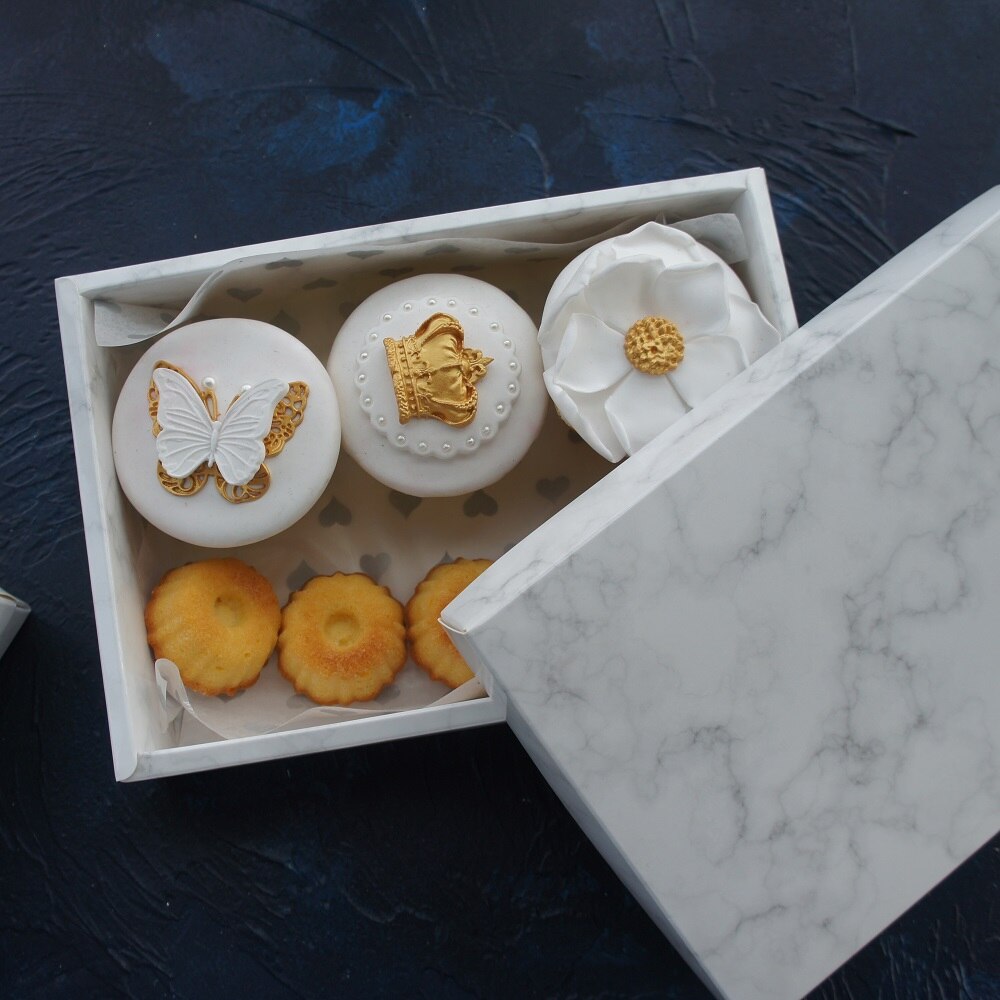 21*14*5 cm 10 pcs marmeren chocolade Papier Doos wedding party cookie snoep Macarons snacks Verpakking Opbergdozen