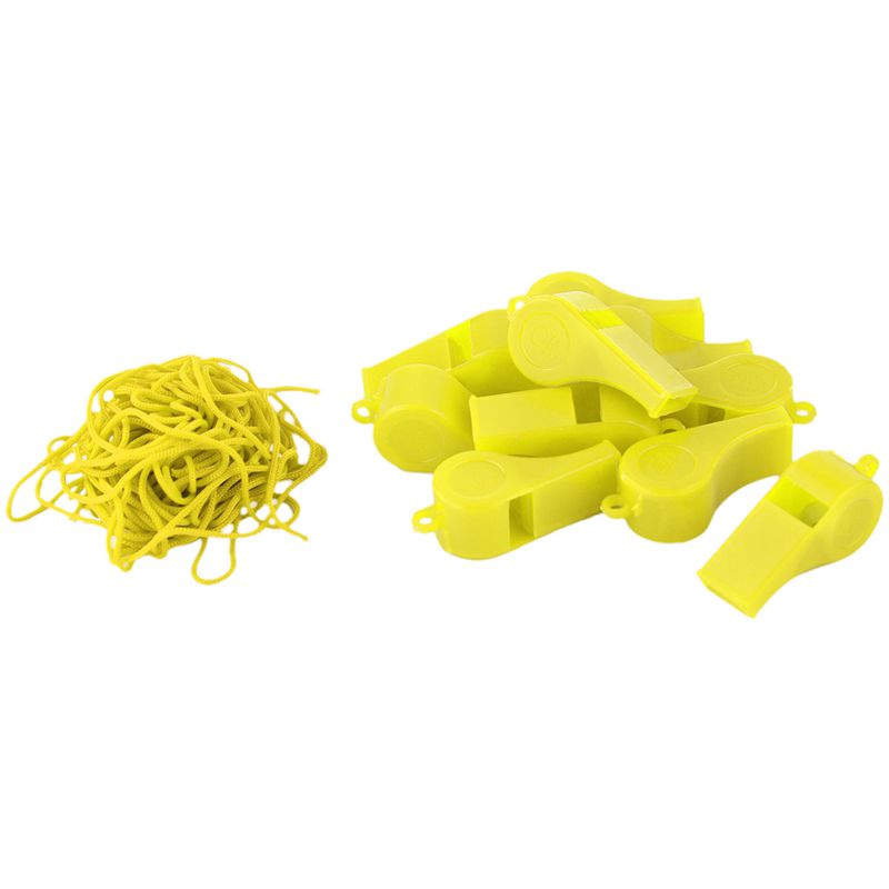 10pcs Plastic Multicolor Referee Whistle Yellow