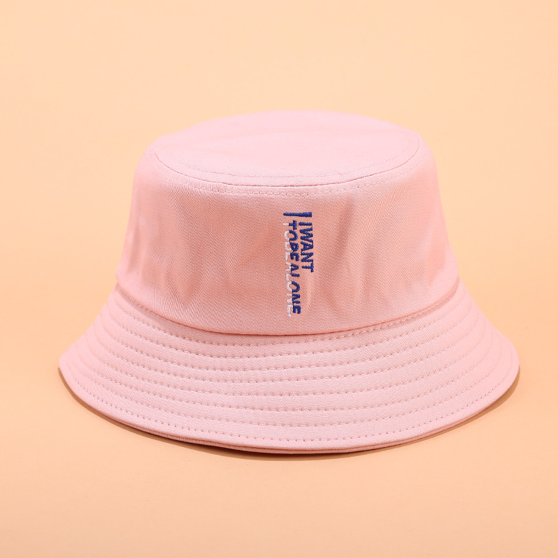 Fiskerhat mænd jeg vil have breve broderet bassinhue kvinder forår og sommer udendørs vilde afslappede mænd spand solhat: Lyserød