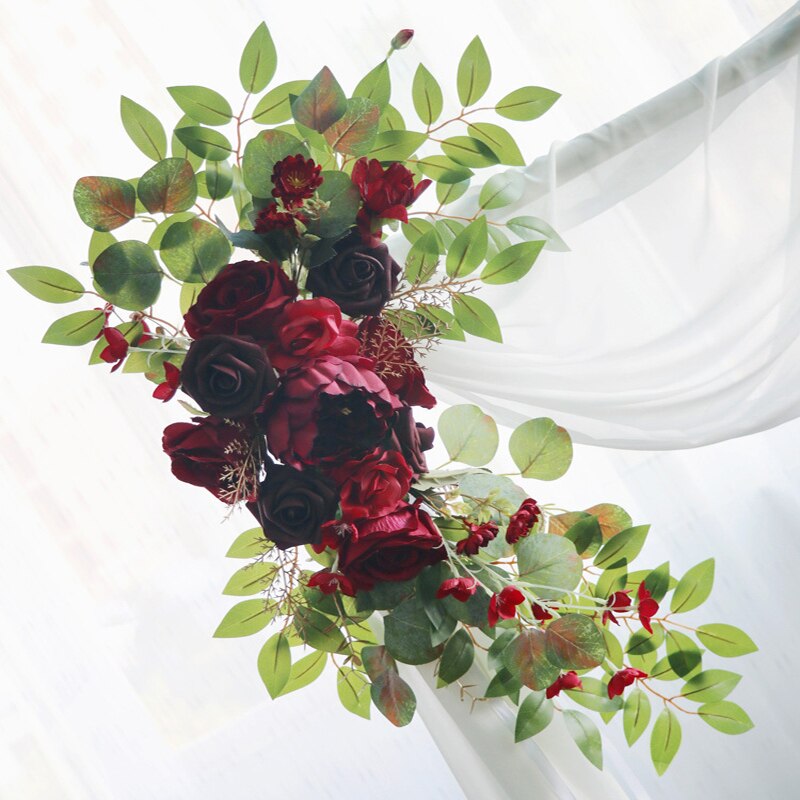 Guirlande artificielle pour arc de mariage, 2 pièces/ensemble, accessoires, carte de bienvenue, décor de panneau mural Floral, Arrangement de rangée de fleurs, exposition de fenêtre