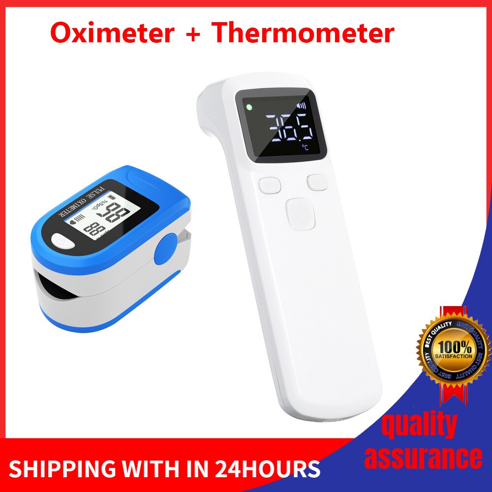 Finger Pulse Oximeter Digital Fingertip Oximeter Blood Oxygen Saturation Meter SPO2 PR Heart Rate Monitor + Infrared Thermometer: Type 9