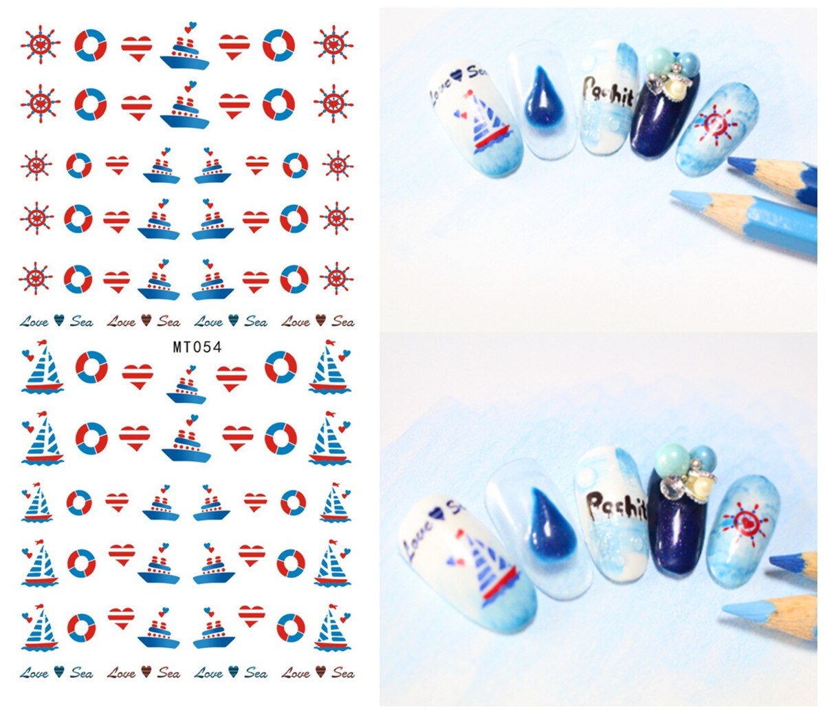 1pcs Nail Art Stickers Flamingo Coconut Tree Adhesive Nail Art Decorations Summer Beach Series Nail Stickers: MP321T54
