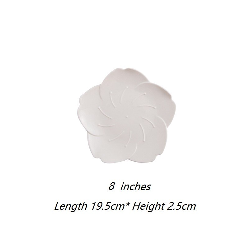 Japanese Gradient Petal Ceramic Tableware Western Dish Cup Coffee Cup Tray Sauce Plate Petal Dishes Salad Dessert Baking Bowl: 7