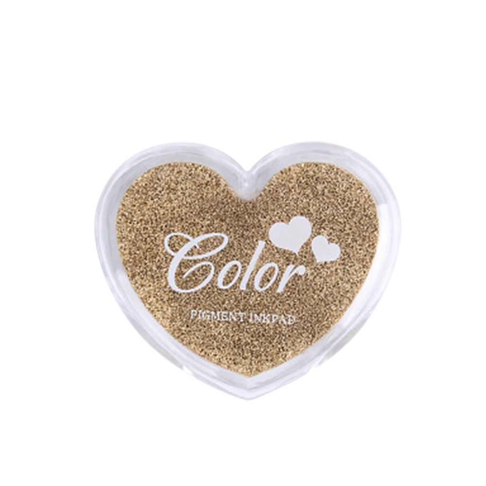 Stationary Set Craft Finger Ink Pad Candy Colors Heart-Shaped Fingerprint Inkpad for DIY Scrapbooking Rubber Card Making: Gold