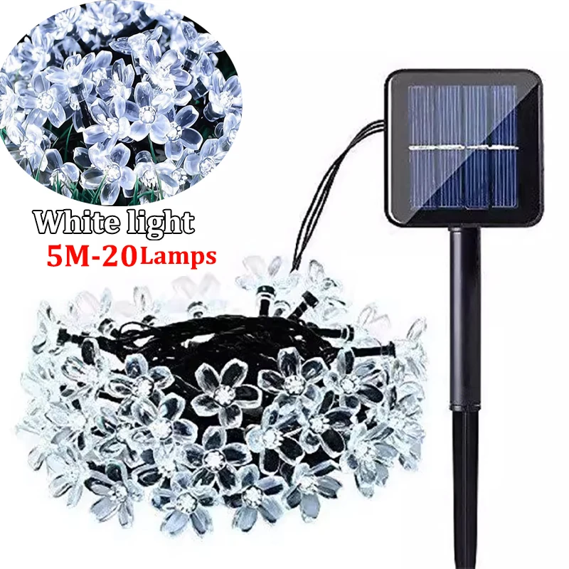 Solar Flower Lights Cherry Blossom String Light Waterproof Garden Fairy Lighting Strings Wedding Party Christmas Decoration: changeable