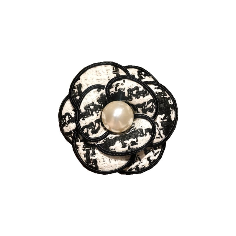 Stof camellia blomst broche koreansk perle rhinestone corsage skjorte krave nåle smykker til kvinder tilbehør