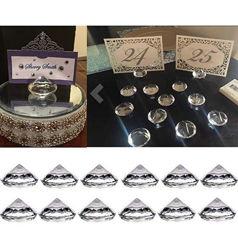 30Pcs Acryl Diamond Tafel Nummer Naam Kaarthouder Crystal Clear Acryl Plaats Kaarten Stands Houders Party Bruiloft Tafel Decor