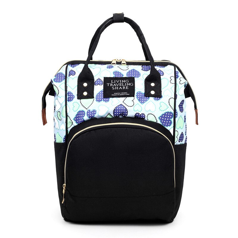 Style Multi-functional Diaper Bag Hand Diaper Bag Large WOMEN'S Bag Mommy Bag Contrast Color Backpack Women's: Black