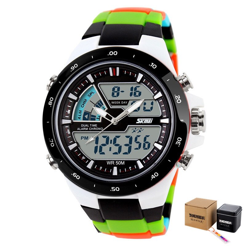 SKMEI – montre à Quartz pour hommes, double affichage, plusieurs fuseaux horaires, calendrier, Sport, étanche, 1016: style8 with box