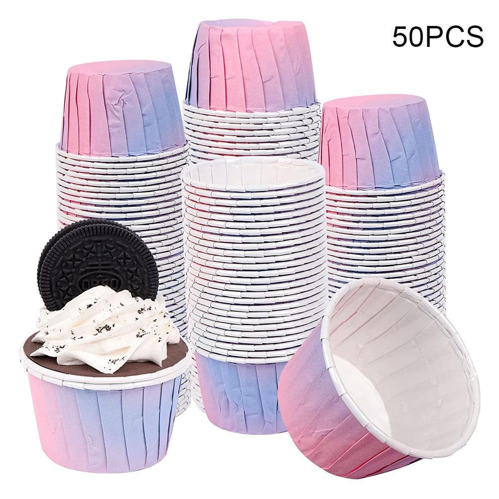 50 Pcs Gelamineerd Muffin Cup Houders Gradiënt Roll Rand Cupcake Cups Bakken Thuis Kleine Cupcake Cups