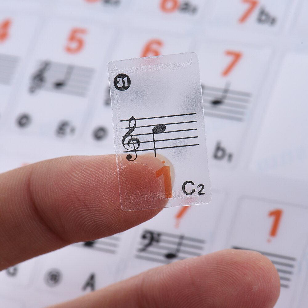 Genomskinlig 37 49 61 elektronisk klaviatur 88 tangenter piano stavnot klistermärke notationsversion & noter för vita tangenter