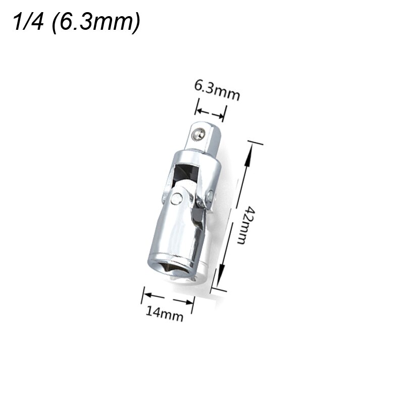 1/4 "3/8" 1/2 "Kruiskoppeling Ratchet Hoek Wrench Extension Bar Socket Adapter Cr-V Pneumatische Buigbare adapter Socket Gereedschap: Ratchet Socket 6.3mm