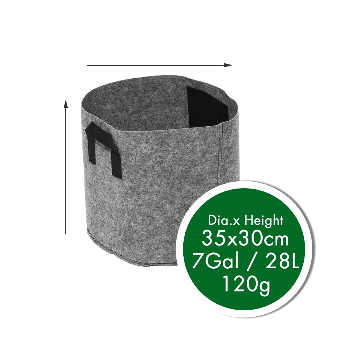 Ikke-vævet filt 1-30 gallon stof vokseposer åndbare potter planter rod pose container plante smarte potter med håndtag have su: 7 gallon 35 x 30