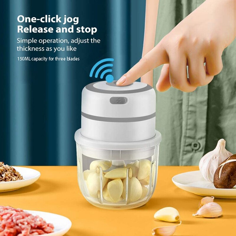 Cordless Electric Mini Food Slicer 150ML,Gl Bowl for Meat Vegetable