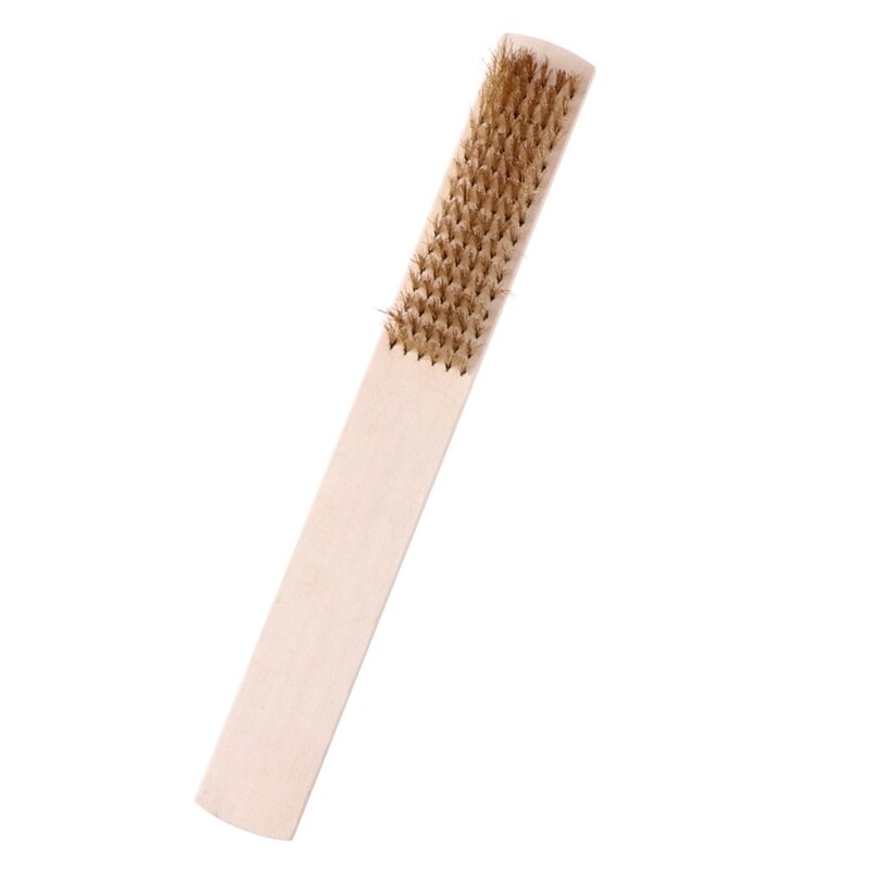 Cepillo de rayado de alambre de cobre para limpieza de Metal, cerdas de latón con mango de madera, 208mm, para mejora del hogar de lishao