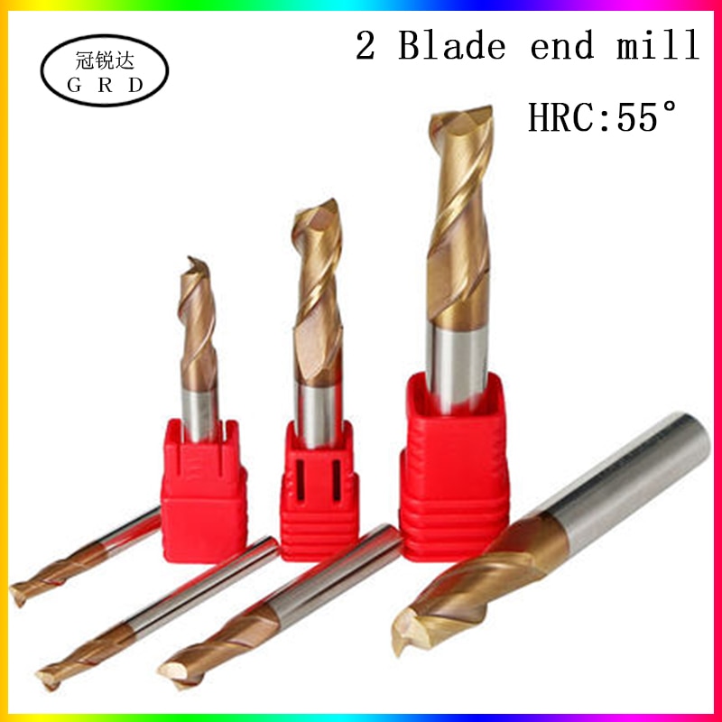HRC55 2 Fluit frees 1.5mm 1 ~ 20mm 2mm 4mm 6mm 8mm 12mm 16mm 18mm CNC carbide metal frees frees metall