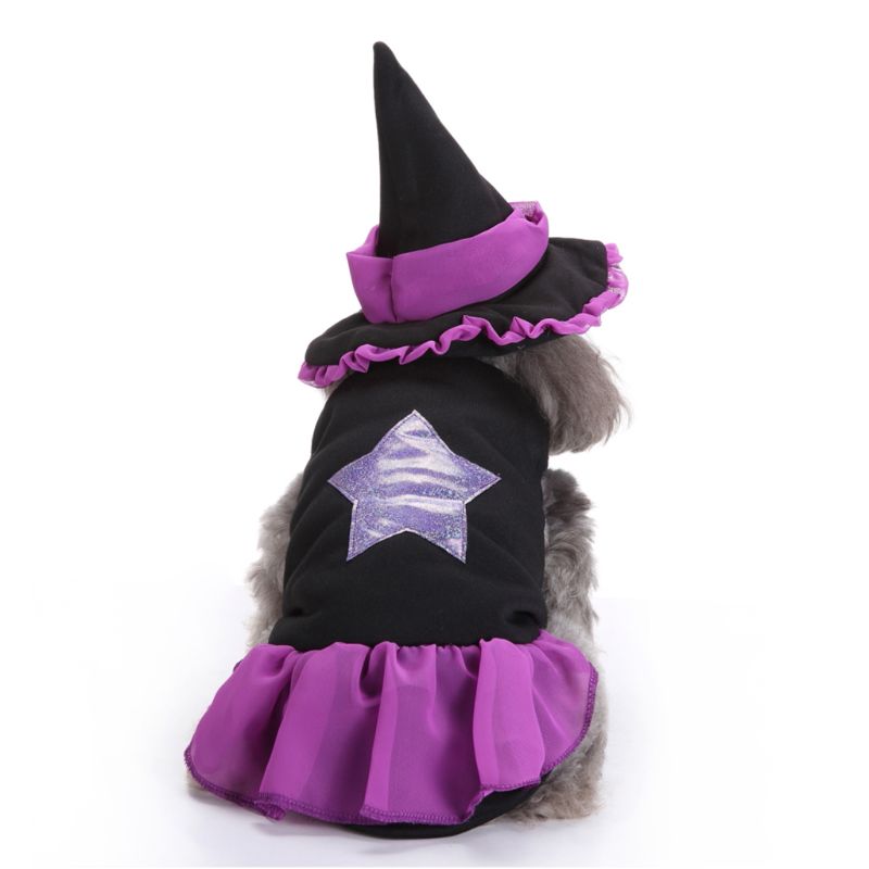 Hundekatt halloween heksekostyme,cosplaykostymer til kjæledyr,valpevarme antrekk fleece