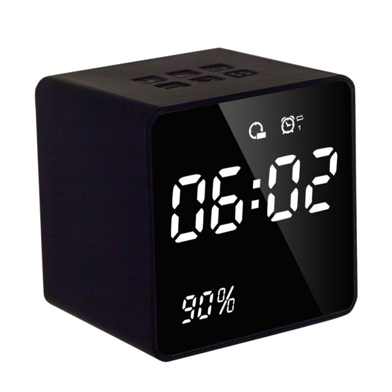 Bluetooth Speaker With FM Radio LED Mirror Alarm Clock Subwoofer Music Player Snooze Desktop Clock Wireless: 1