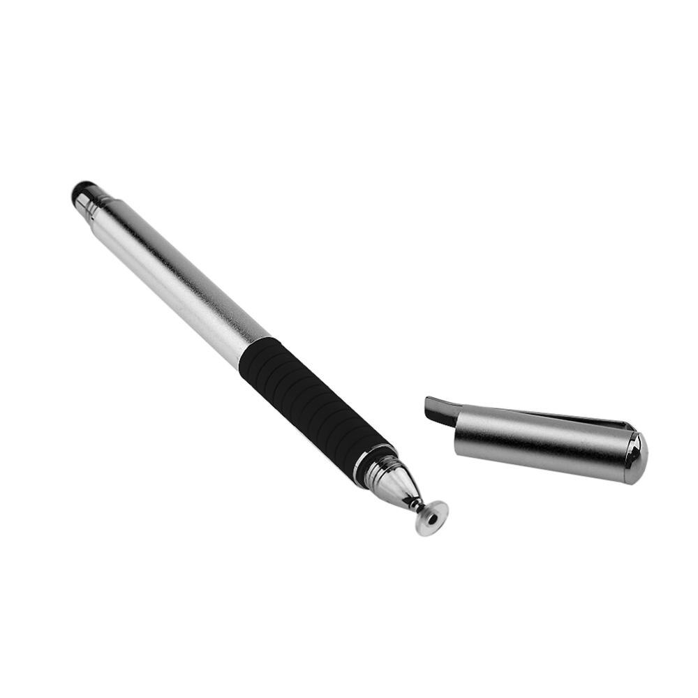 2 en 1 écran tactile capacitif dessin stylet stylo avec stylo chapeau Portable stylo pince pour iPhone téléphone intelligent tablette PC ordinateur: Gris
