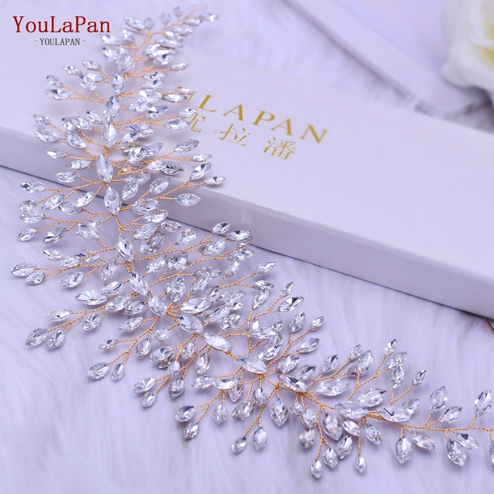 YouLaPan SH237-G złoty pas ślubny z kryształ górski moda koralik pas cienki szarfa pasek zachodnie pasy aplikacja ślubna szarfa pasek