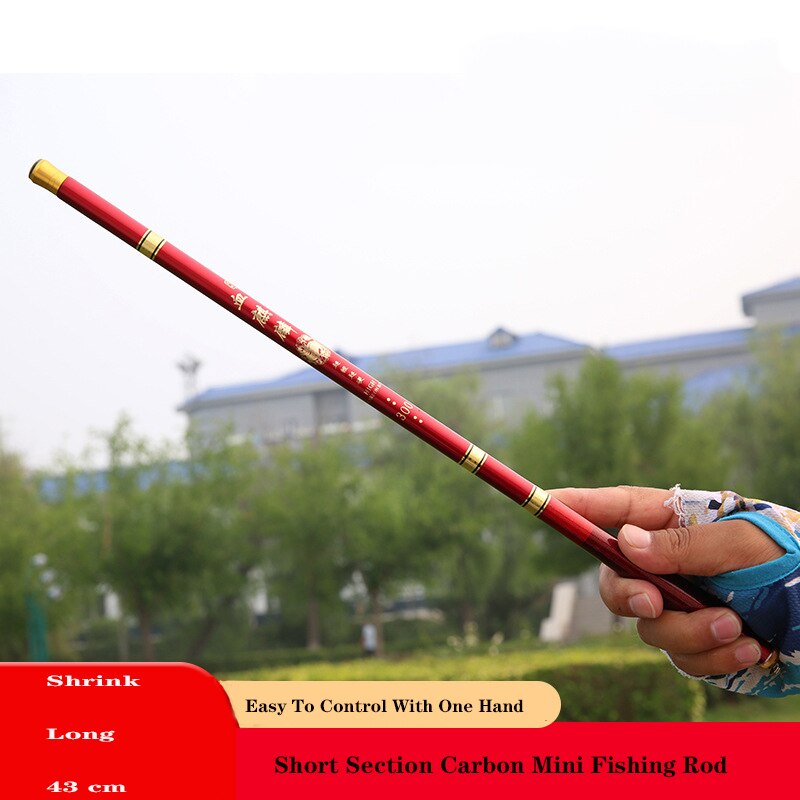 Fishing Gear Short Section Fishing Rod Carbon Super Hard Thin Mini Fishing Rod 43cm Hand Pole Super Light Creek Flow Fishing Rod