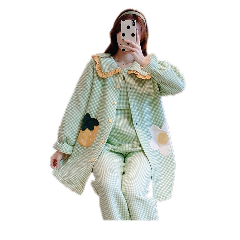 soins infirmiers vêtements de maternité hiver coton pyjamas pour grossesse femmes manteau + veste + pantalon 3 pièces vêtements de nuit de maternité D0050