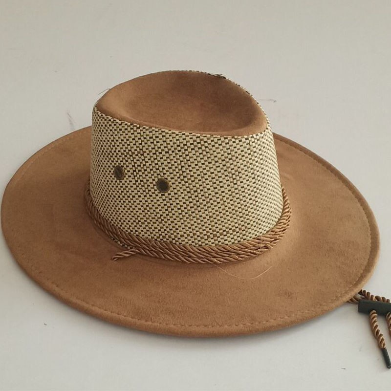 Sombrero de caballero para hombre, sombrero de Cowboy del Oeste, mezclado con paja, novedad de verano, primavera