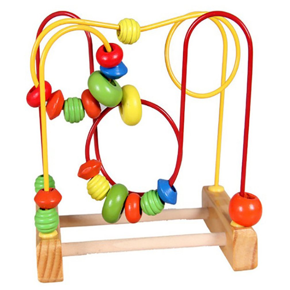 Børn sjov toddler baby farverige træ mini rundt perler wire labyrint pædagogisk legetøj udvikle interaktive børn legetøj