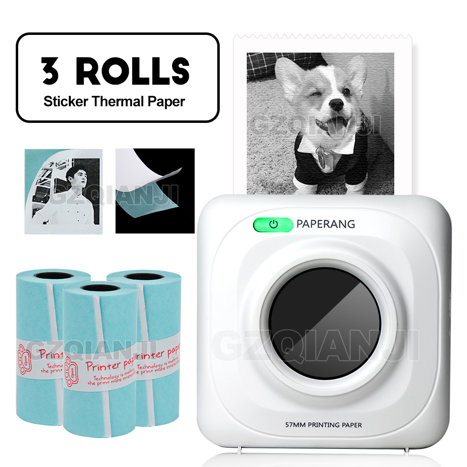 PAPERANG P1 58mm imprimante thermique Photo Portable Mini Bluetooth 4.0 Android iOS téléphone connexion sans fil Mini imprimantes de poche: Add 3Sticker Paper