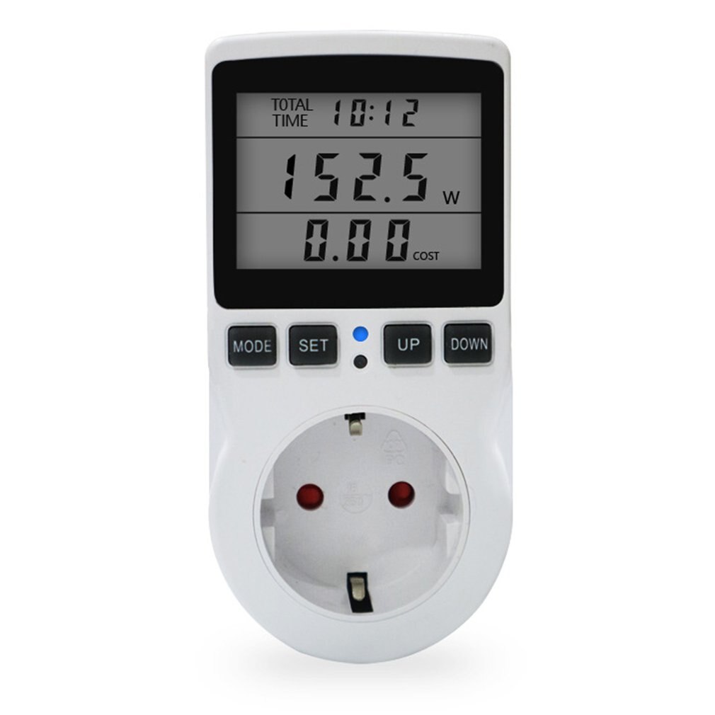 220V Digital Power Meter Wattmeter Socket Wattage Kwh Energy Meter Voltage Watt Electricity Cost Measuring Outlet Power Analyzer