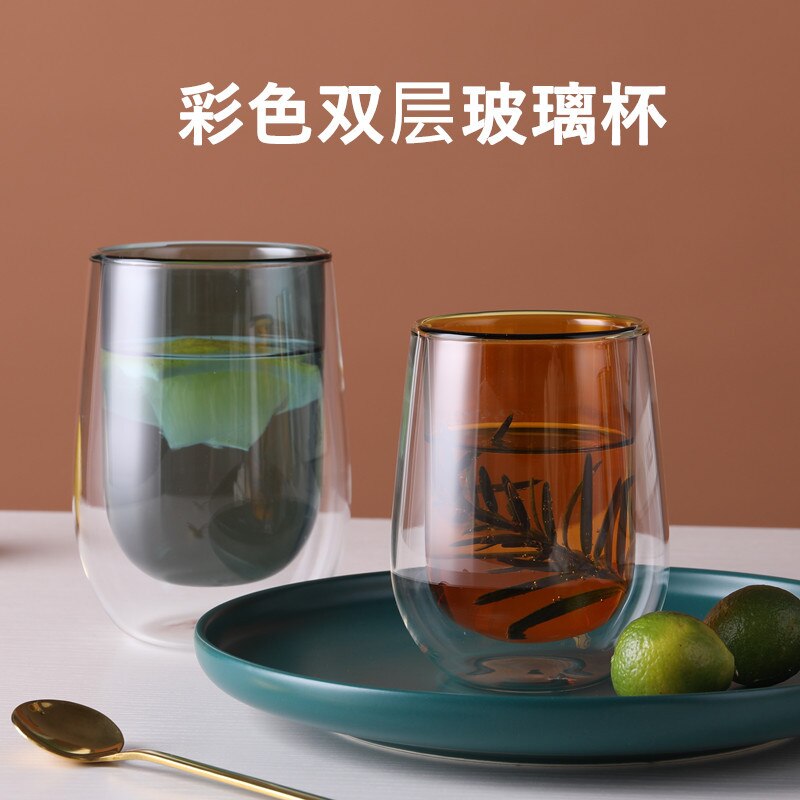 Dubbele Glas Kleur Cup Hoge Borosilicate Koffie Beker Melk Cup Sap Cup Mokken Koffie Mokken Drinkware