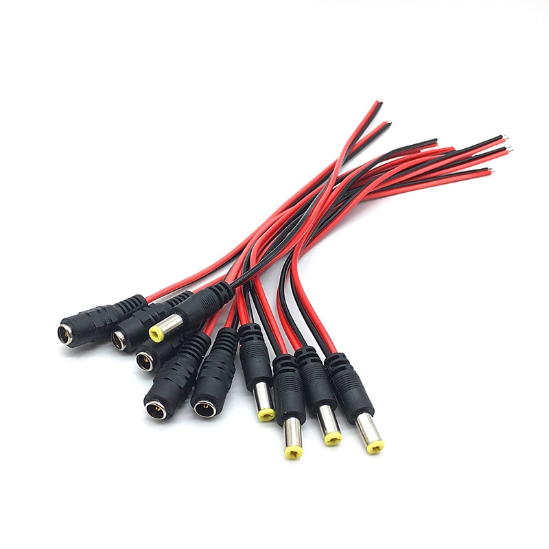 12V Dc Connectors Man Vrouw Jack Kabel Adapter Plug Power Supply 5.5X2.1Mm Voor Led Strip Licht cctv Camera 26Cm Lengte