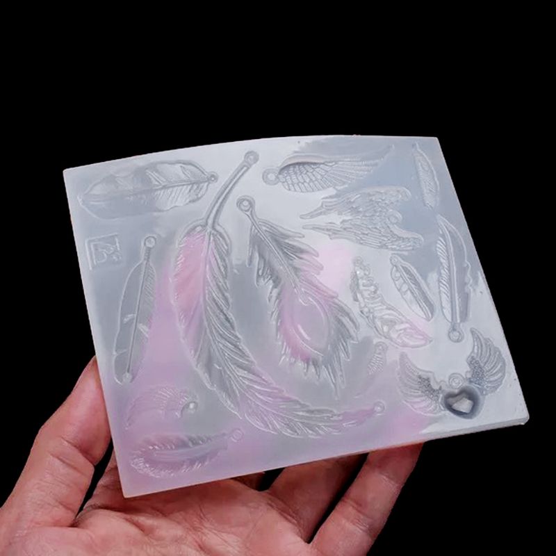 Molde de silicona con forma de pluma, resina epoxi, proceso de pegamento ultravioleta, Arte DIY, colgante, broche, herramientas manuales de joyería