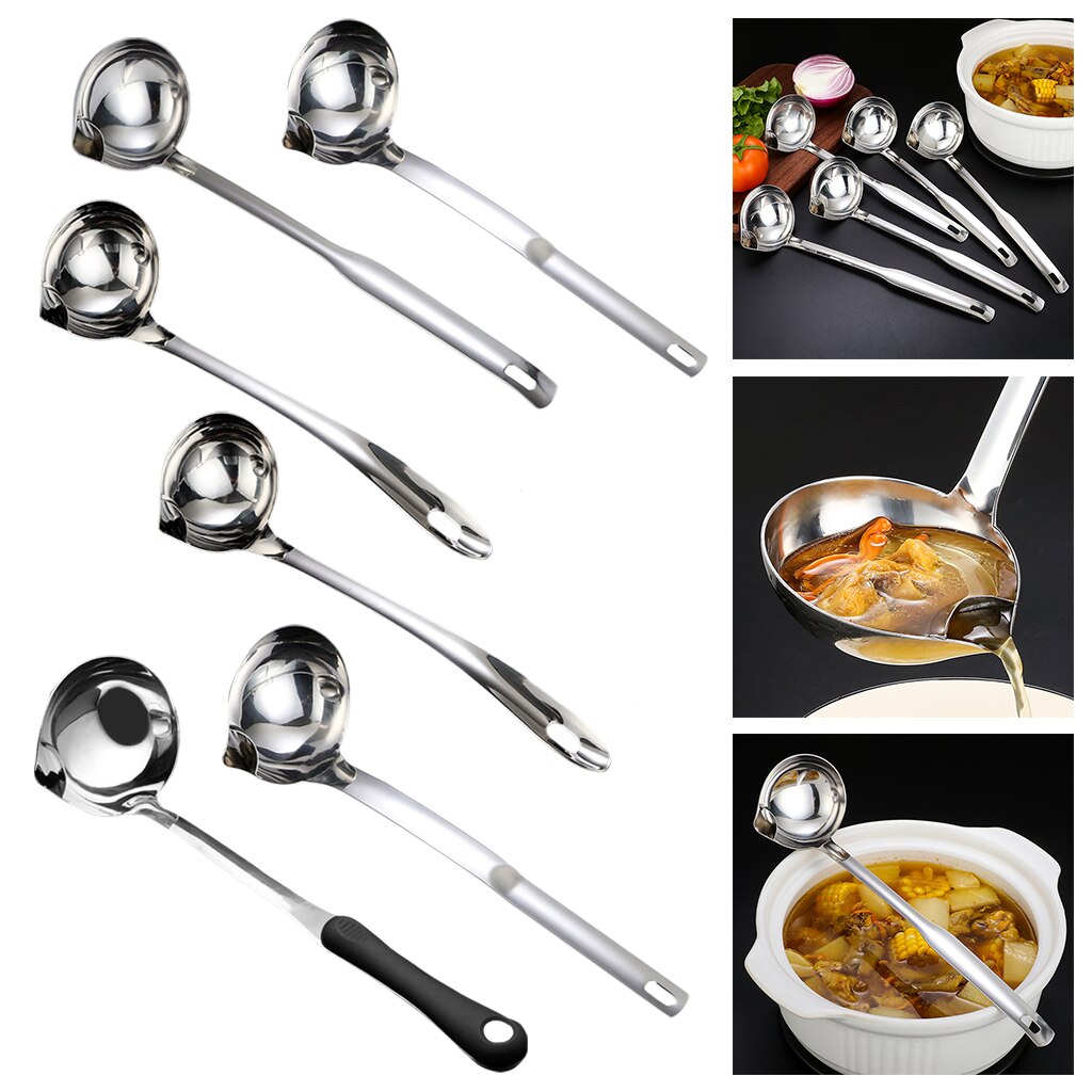 Stainless Steel Kitchen Ladle Oil Filter Skimmer Long Handle Ladle Pot Spoon Spoon Soup Colander Soup Ladle