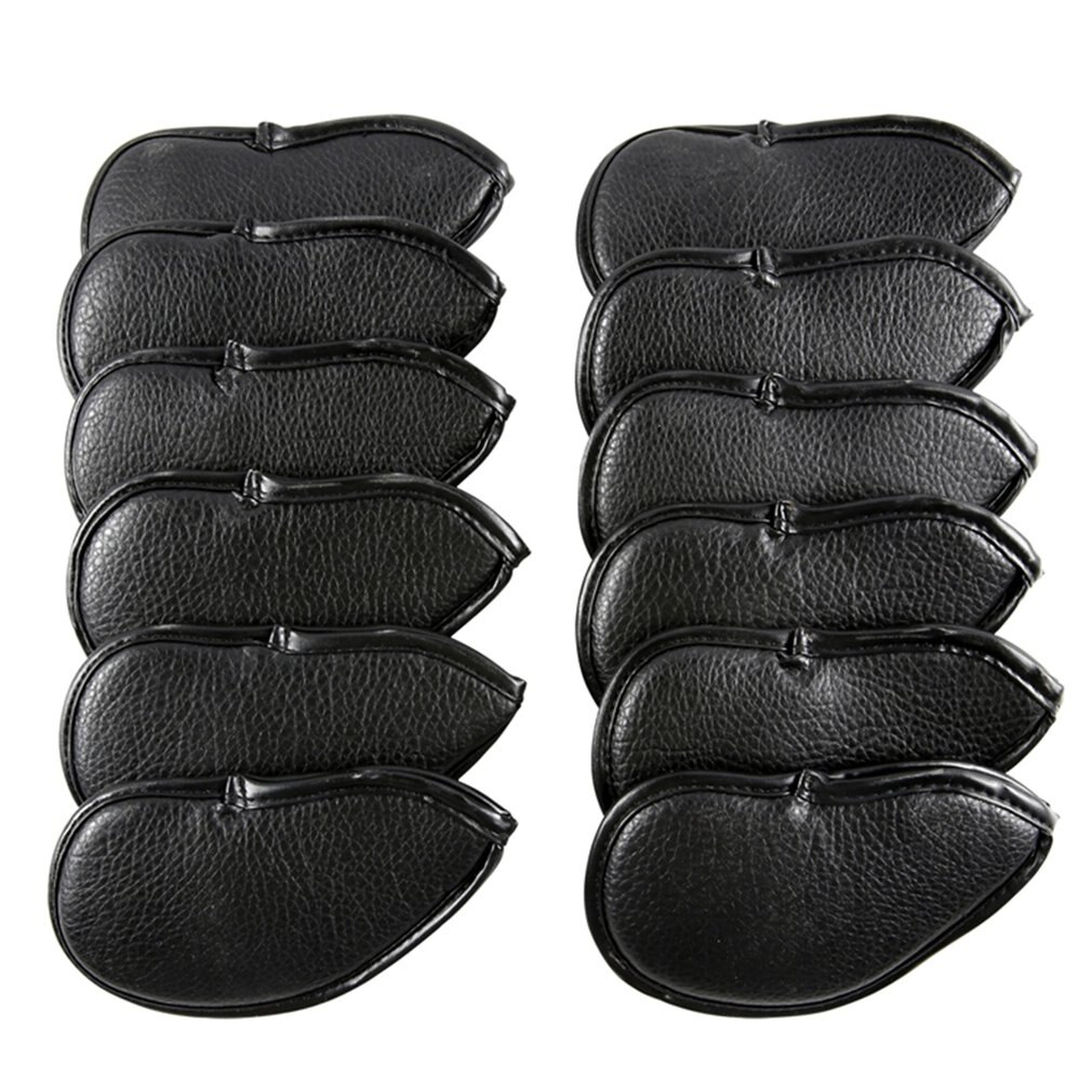 12PCS Litchi Stria PU Leather Head Cover for Golf Iron Club Putter Headcover Set 3-SW Universal Iron Club Headcovers