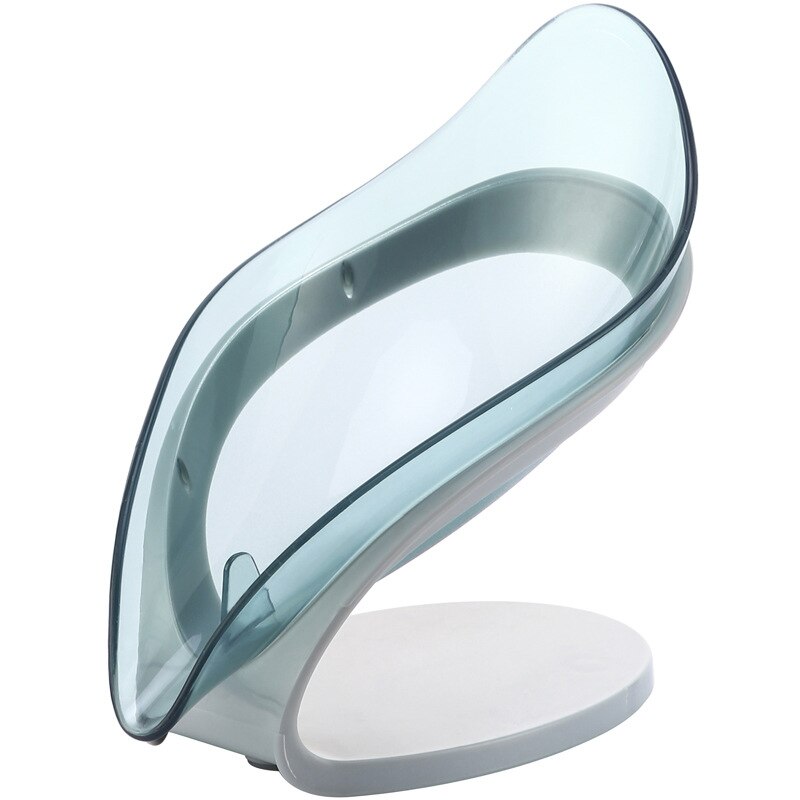 Suporte de sabonete em forma de folha, porta sabonete para banheiro, com ventosa, suporte de esponja e sabonete, para cozinha e banheiro: Upgraded Blue