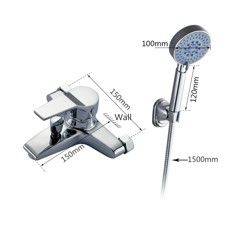 ROVATE Bathtub Faucet Brass 2-Function Outlet Wall Mounted Bath Shower Faucets Mixer Tap Chrome Finished