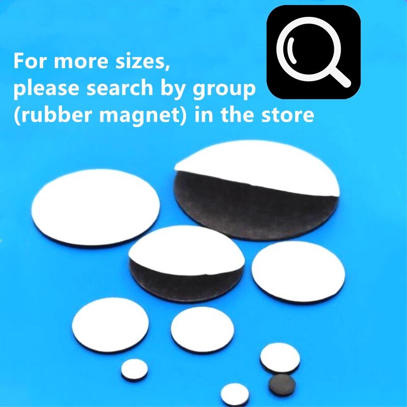 Disc Flexible Magnet 20mm 30mm 40mm 50mm 60mm 70mm 80mm with 3M self-adhesive 30x2 40x2 50x2 60x2 70x2 80x2 mm Thickness 2mm